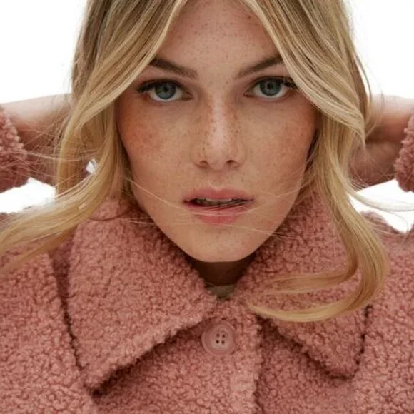 NOIZE Women's Pink Rose Miley Teddy Trucker Jacket Size M - Picture 3 of 8